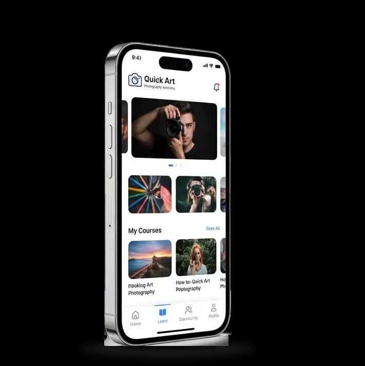 Quick Art Academy learning app preview on mobile phone
