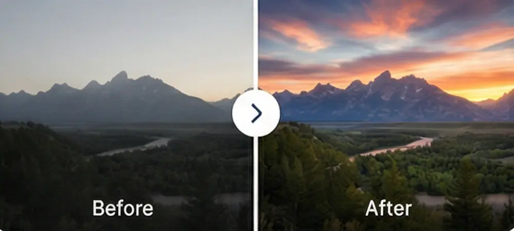 AI Color Enhancement — before and after editing example