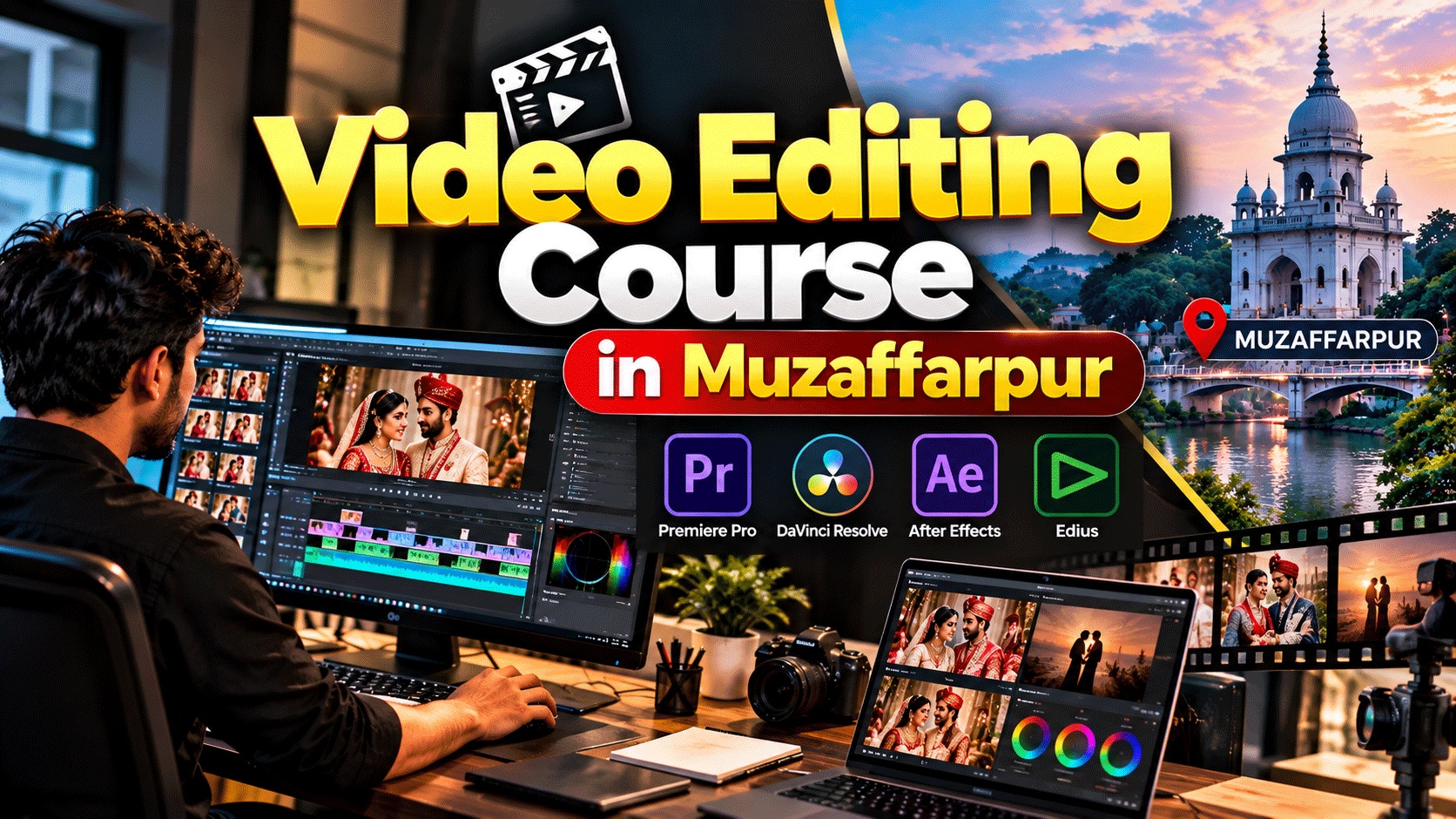 Video Editing Course in Muzaffarpur – Premiere Pro, DaVinci Resolve, After Effects और EDIUS training at Quick Art Photography Academy